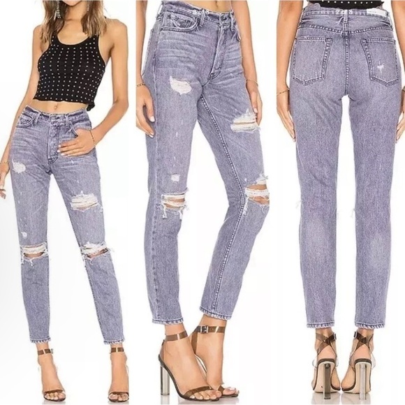 GRLFRND Karolina High Rise Skinny Crop Jeans Destroyed in You Got the Look Sz 27 - Picture 1 of 9